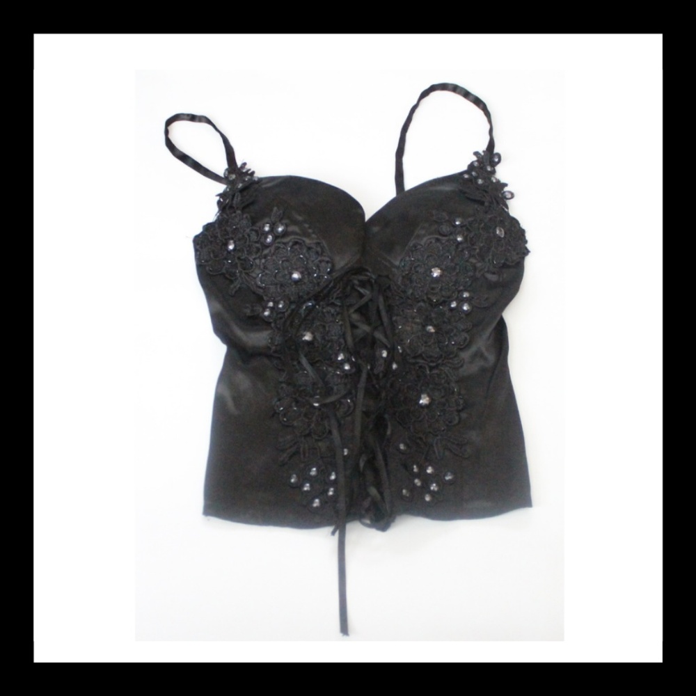 Body Central Black Embellished Bustier